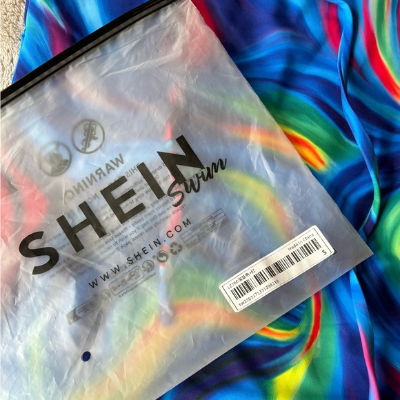 SHEIN halter neck tie up rainbow romper swimsuit - Picture 2 of 2